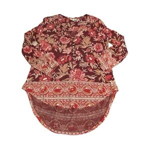Lucky Brand Women's Small High Low Long Sleeve Bohemian Shirt Blouse Fast Ship